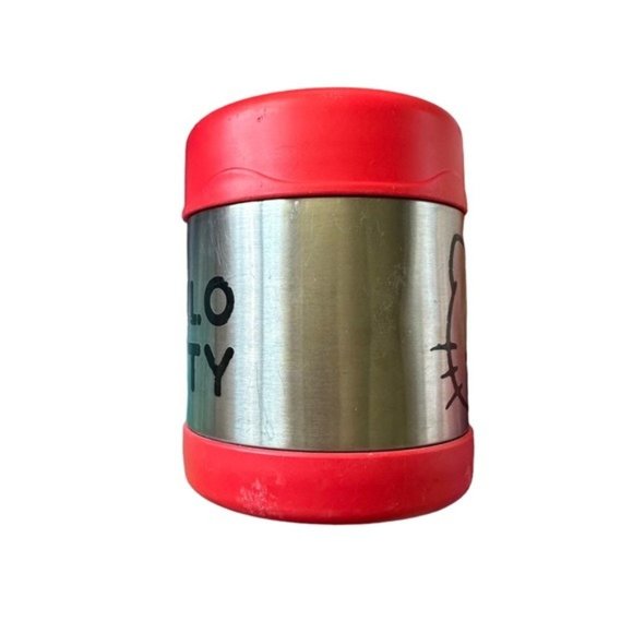Hello Kitty Thermos Red Silver and Black Kitty Outline - Picture 8 of 8